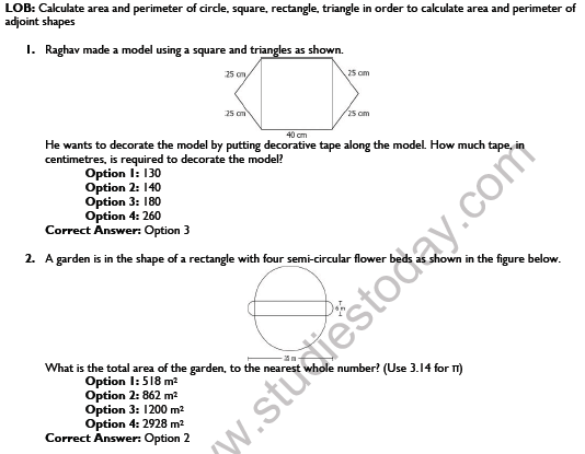 CBSE Class 8 Maths Mensuration Worksheet Set A 1