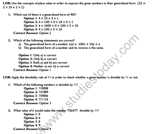 CBSE Class 8 Maths Playing with Numbers Worksheet Set A 1