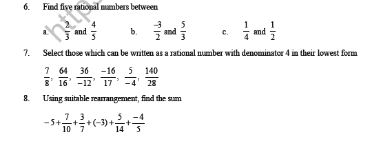 CBSE Class 8 Maths Rational Numbers Question bank 2