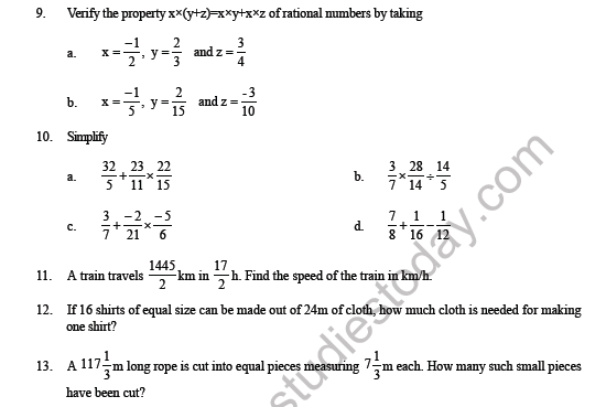 CBSE Class 8 Maths Rational Numbers Question bank 3