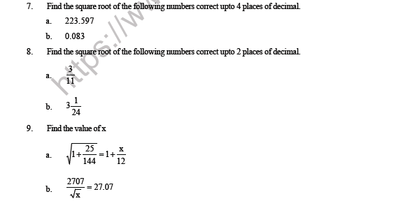 CBSE Class 8 Maths Square and Square Roots Question Bank 2