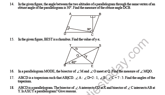 CBSE Class 8 Maths Understanding Quadrilaterals Question Bank 3