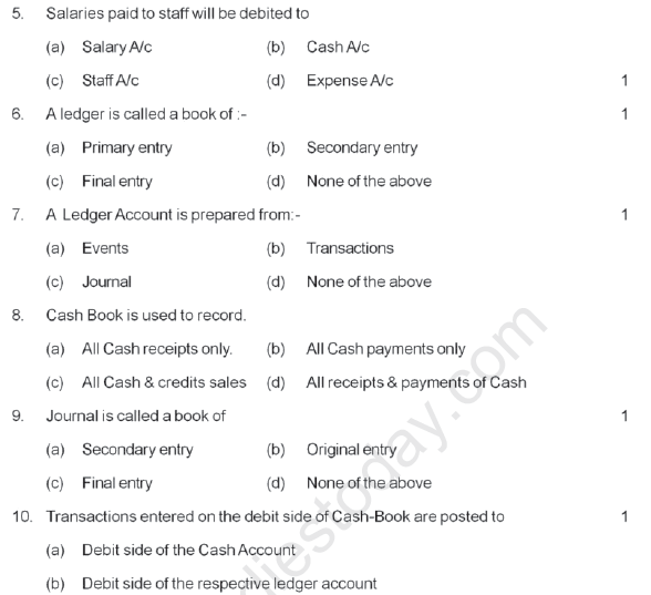 CBSE Class 9 Elements of Book Keeping and Accountancy Sample Paper Set A