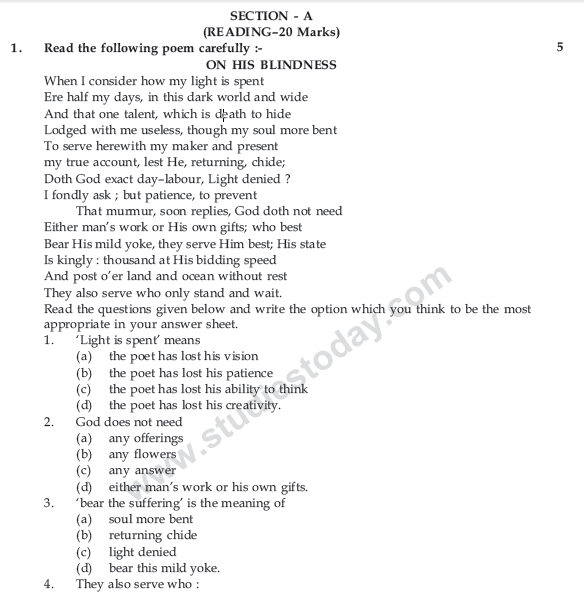 CBSE Class 9 English Communicative Sample Paper Set 31