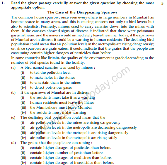 CBSE Class 9 English Communicative Sample Paper Set 43