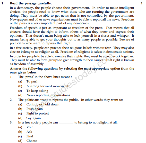 CBSE Class 9 English Communicative Sample Paper Set 44