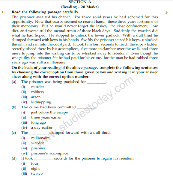 CBSE Class 9 English Communicative Sample Paper Set 47