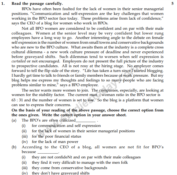 CBSE Class 9 English Communicative Sample Paper Set 9