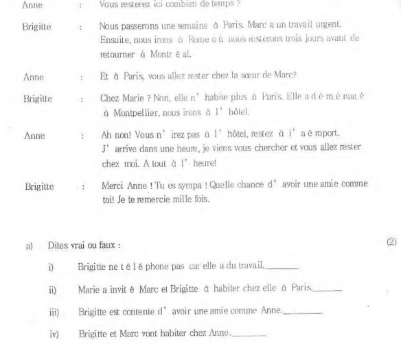 CBSE Class 9 French Sample Paper Set H-
