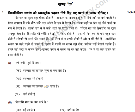 CBSE Class 9 Hindi A Sample Paper Set E