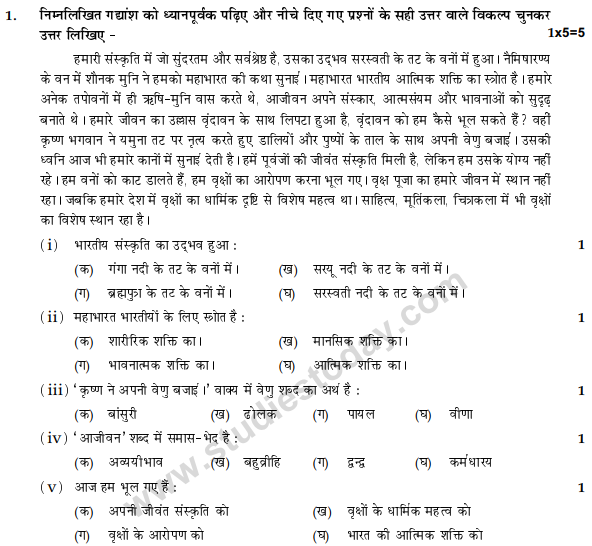 CBSE Class 9 Hindi A Sample Paper Set Z