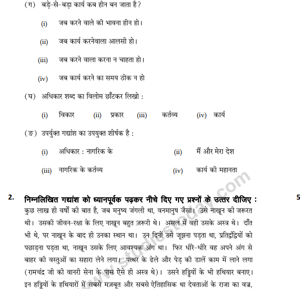 CBSE Class 9 Hindi B Sample Paper Set D-