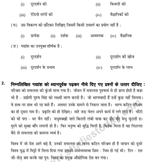 CBSE Class 9 Hindi B Sample Paper Set G-