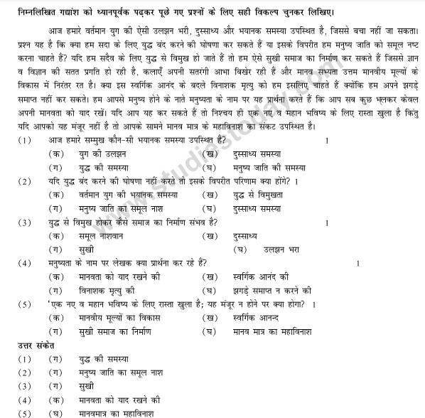 CBSE Class 9 Hindi B Sample Paper Set Q