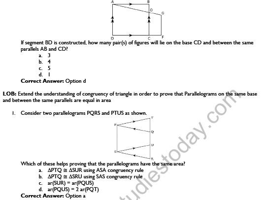 CBSE Class 9 Mathematics Areas Of Parallelogram And Triangles Worksheet Set A 3
