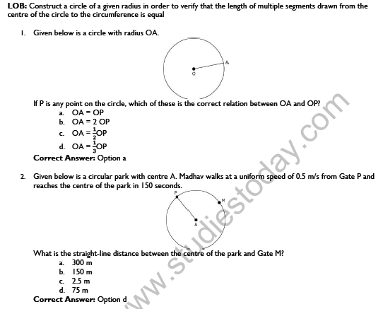 CBSE Class 9 Mathematics Circles Worksheet Set A 1