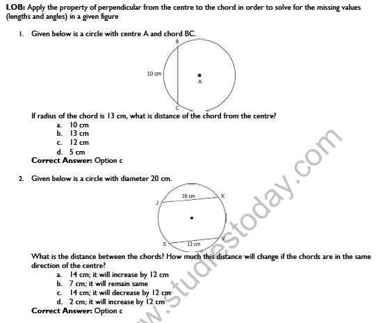 CBSE Class 9 Mathematics Circles Worksheet Set A 5