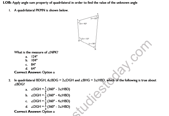 CBSE Class 9 Mathematics Quadrilaterals Worksheet Set B 1