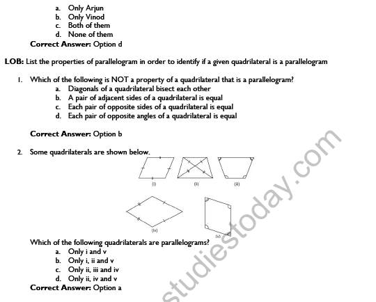 CBSE Class 9 Mathematics Quadrilaterals Worksheet Set B 3