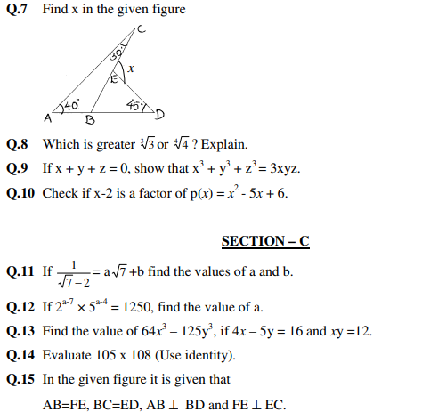 CBSE Class 9 Mathematics Sample Paper 10