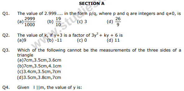 CBSE Class 9 Mathematics Sample Paper 14