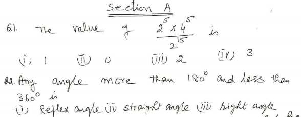CBSE Class 9 Mathematics Sample Paper 2 Part A