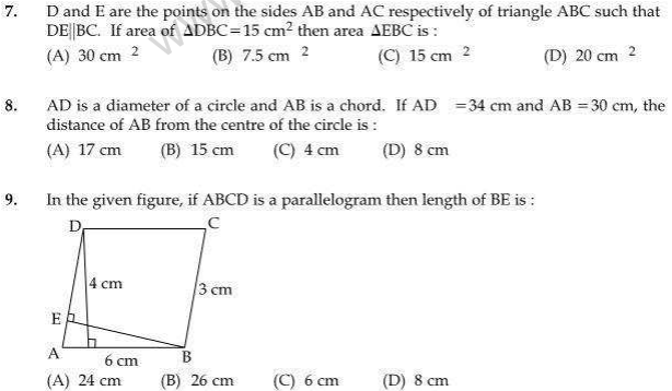 CBSE Class 9 Mathematics Sample Paper 7