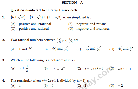 CBSE Class 9 Mathematics Sample Paper Set 33