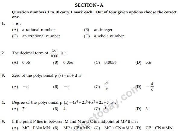 CBSE Class 9 Mathematics Sample Paper Set 36