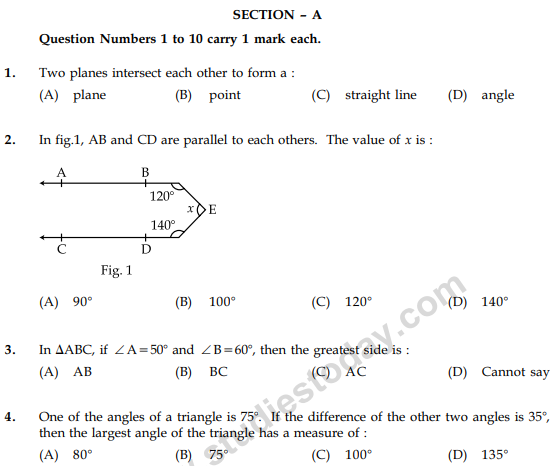 CBSE Class 9 Mathematics Sample Paper Set 40