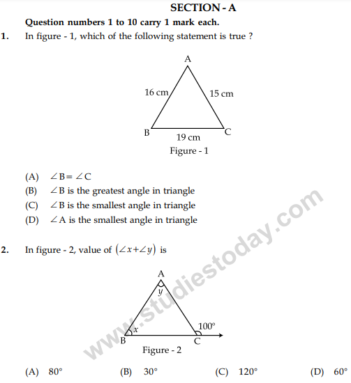 CBSE Class 9 Mathematics Sample Paper Set 43