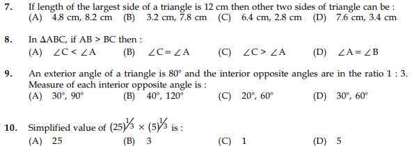 CBSE Class 9 Mathematics Sample Paper Set 45