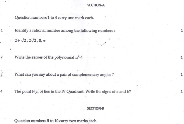 CBSE Class 9 Mathematics Sample Paper Set 56
