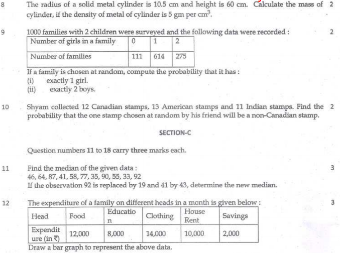 CBSE Class 9 Mathematics Sample Paper Set 66