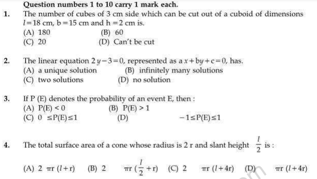 CBSE Class 9 Mathematics Sample Paper Set T