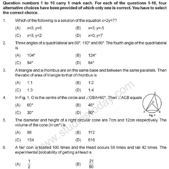 CBSE Class 9 Mathematics Sample Paper Set V