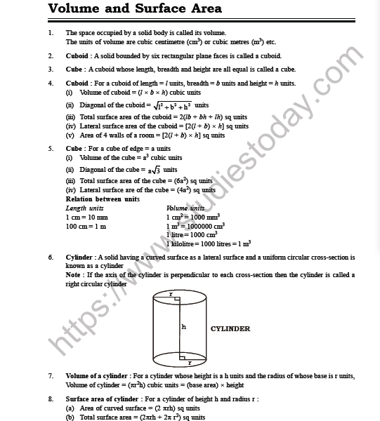 CBSE Class 9 Maths Surface Areas and Volumes MCQs Set G 1