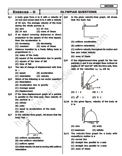Worksheet for class 9 science motion