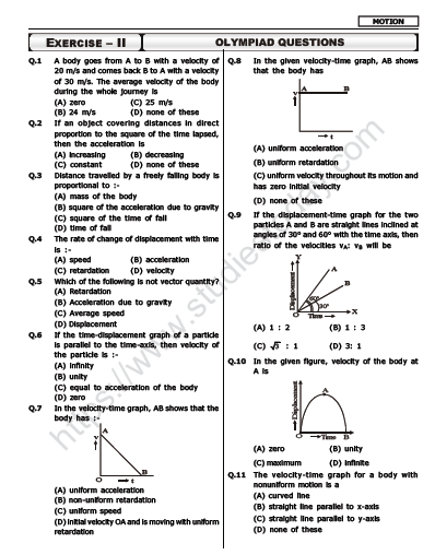 CBSE Class 9 Science Motion MCQs Set A 1