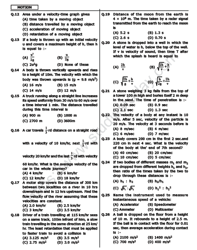 CBSE Class 9 Science Motion MCQs Set A 2