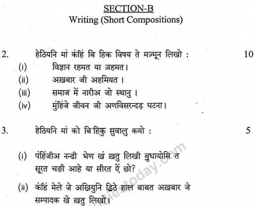 CBSE Class 9 Sindhi Sample Paper Set B