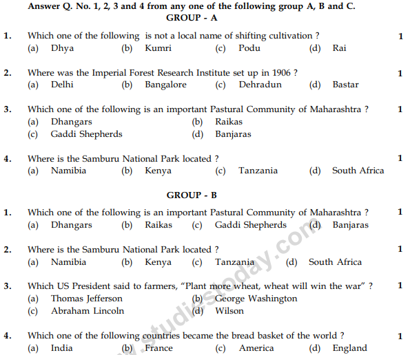 CBSE Class 9 Social Science Sample Paper Set 14