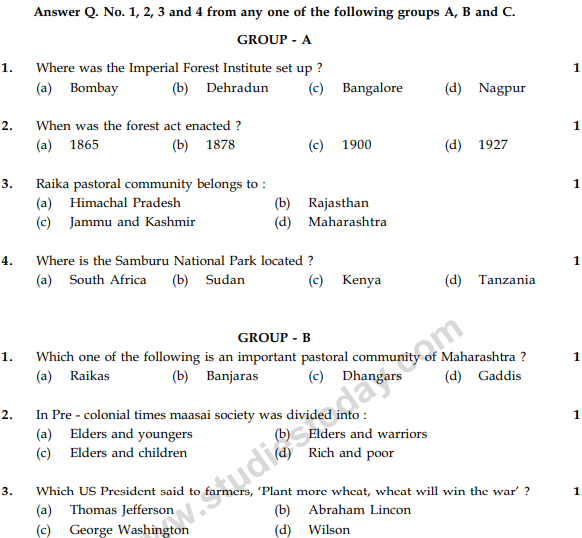 CBSE Class 9 Social Science Sample Paper Set 19