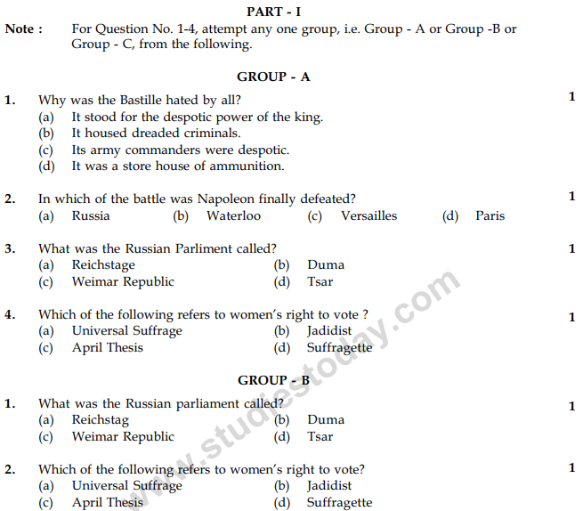 CBSE Class 9 Social Science Sample Paper Set 45