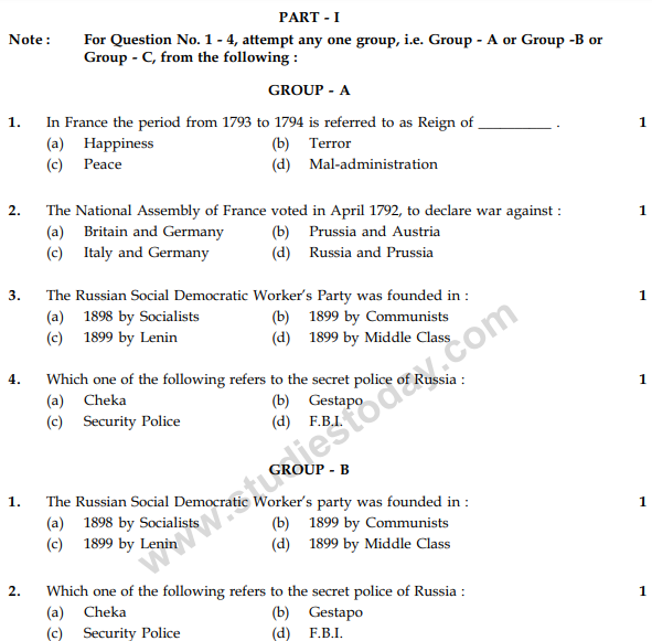 CBSE Class 9 Social Science Sample Paper Set M