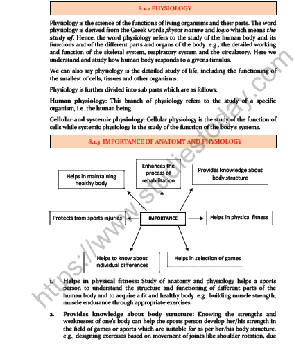 CBSE Class 11 Physical Education Fundamentals of Anatomy Physiology And Kinesiology In Sports Notes 3