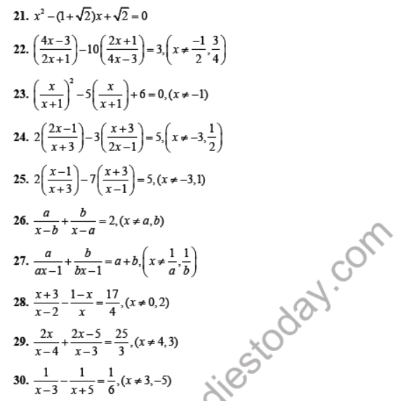 CBSE Class 10 Quadratic Equations Sure Shot Questions Set A