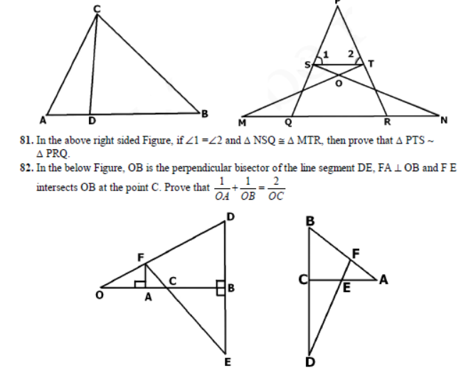 CBSE Class 10 Triangles Sure Shot Questions