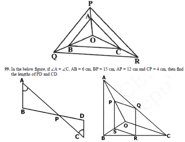 CBSE Class 10 Triangles Sure Shot Questions