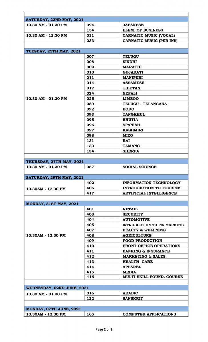 clas 10 datesheet